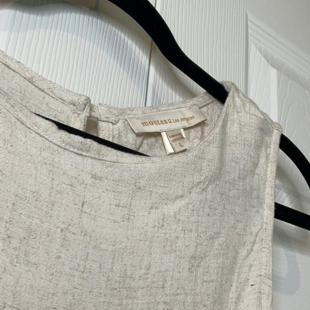 Monteau Los Angeles Women's Romper Linen Blend Pockets Weekend Preppy Size L - Picture 13 of 13